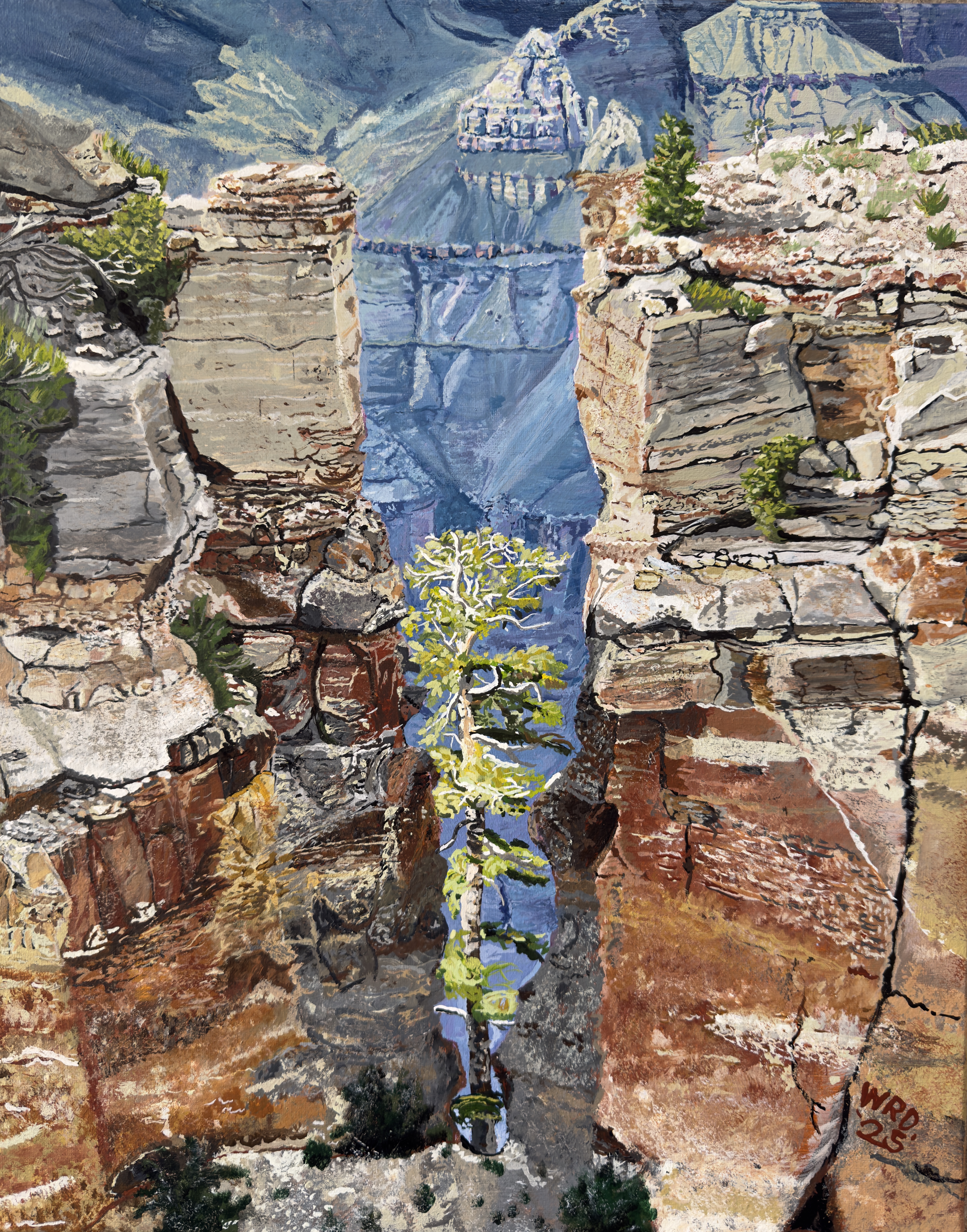 Acrylic Painting of a Tree in the Grand Canyon